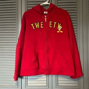 Vintage Retro Red Tweety Hoodie - Large